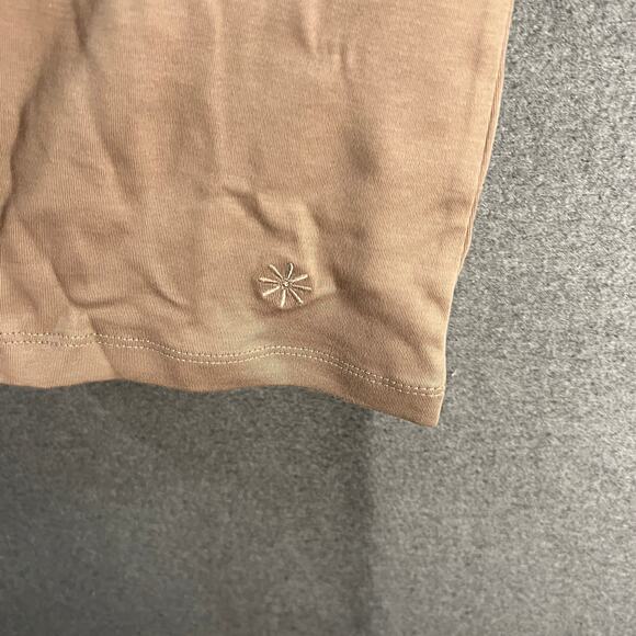 Isaac Mizrahi LIVE! Essentials Pima Cotton Split Neck Top Mushroom, Medium - Picture 7 of 8